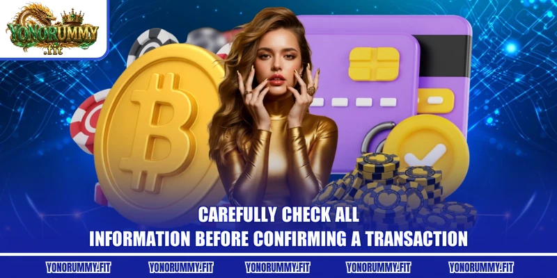 Carefully check all information before confirming a transaction
