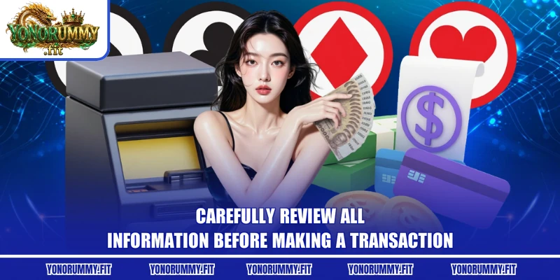 Carefully review all information before making a transaction